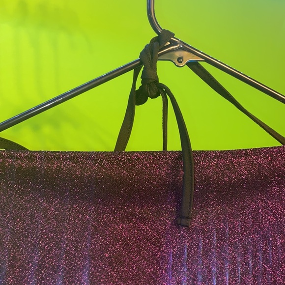 Slinky Cowl Neck Halter Tank Purple Glitter new - Picture 6 of 8